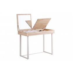 Mesa / Tocador con Espejo Kove Roble  Natural / Metal Blanco.