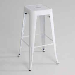 Taburete alto  metal  color blanco