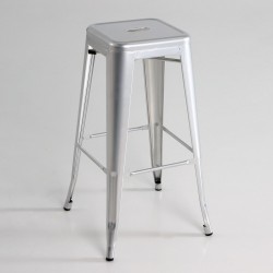Taburete alto  metal  color plata