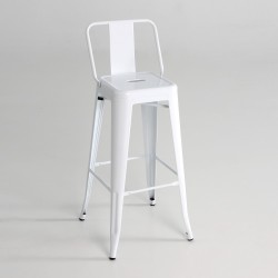 Taburete alto  metal  con respaldo  color blanco