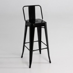 Taburete alto  metal  con respaldo  color negro
