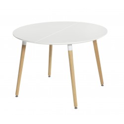 Mesa Redonda Extensible Nórdica de 110 cm. en Blanco y Natural.
