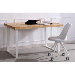 Mesa de estudio Kove madera roble-metal blanco