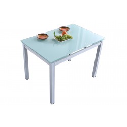Mesa de Cocina Roma de 110x70 de Cristal Templado Extensible Blanca