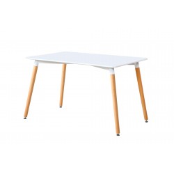 Mesa de comedor fija Nórdica Blanco / Haya de 140x80